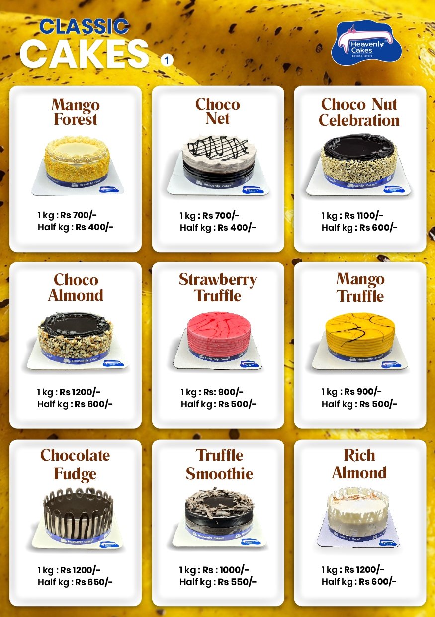 Heavenly Cakes menu card 4